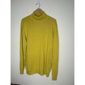 Cigar Couture Mens 2XL Turtle Neck Sweater Merino Wool Blend Mustard Yellow